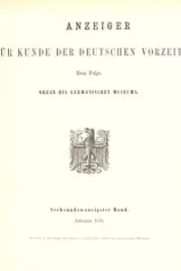 Portada de la novela Anzeiger für Kunde der deutschen Vorzeit (Jg. 26, 1879) en Deutsch