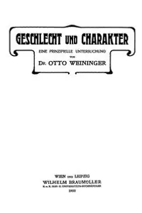 Portada de la novela Geschlecht und Charakter en Deutsch