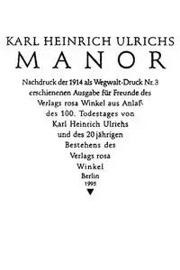 Portada de la novela Manor en Deutsch
