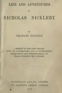 Portada de la novela Nicholas Nickleby en English