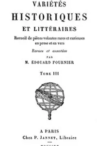 Portada de la novela Variétés Historiques et Littéraires (0310) en Français